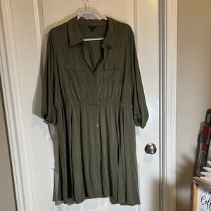 Torrid Olive Green Button-Up Dress